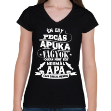 PRINTFASHION Pecás apuka - Női V-nyakú póló - Fekete