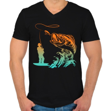 PRINTFASHION pecás - Férfi V-nyakú póló - Fekete férfi póló