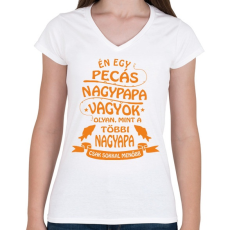 PRINTFASHION Pecás nagypapa vagyok - Női V-nyakú póló - Fehér