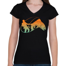 PRINTFASHION pecás - Női V-nyakú póló - Fekete női póló