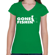 PRINTFASHION Pecázni mentem - Női V-nyakú póló - Zöld női póló