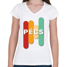 PRINTFASHION Pécs - Színes - Női V-nyakú póló - Fehér