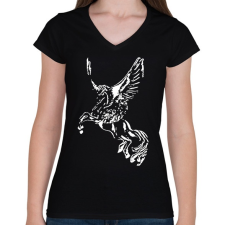 PRINTFASHION pegazus - Női V-nyakú póló - Fekete női póló