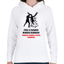 PRINTFASHION PÉNZ A ZSEBBEN - Női kapucnis pulóver - Fehér női pulóver, kardigán
