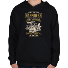 PRINTFASHION Pénz, fegyver, boldogság - Gyerek kapucnis pulóver - Fekete gyerek pulóver, kardigán