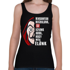 PRINTFASHION pénzrablás igyunk póló fehér - Női atléta - Fekete