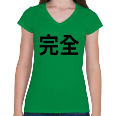 PRINTFASHION Perfect japan black - Női V-nyakú póló - Zöld