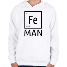 PRINTFASHION Periodic Ironman Fekete - Gyerek kapucnis pulóver - Fehér