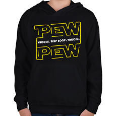PRINTFASHION Pew Pew beep boop - Gyerek kapucnis pulóver - Fekete