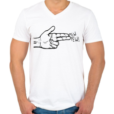 PRINTFASHION Pew Pew - Férfi V-nyakú póló - Fehér