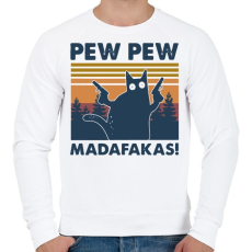 PRINTFASHION Pew Pew Madafakas cica - Férfi pulóver - Fehér