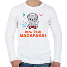 PRINTFASHION Pew Pew Madafakas Gamer - Férfi hosszú ujjú póló - Fehér férfi póló