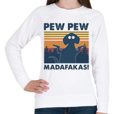 PRINTFASHION Pew pew madafakas kutya - Női pulóver - Fehér női pulóver, kardigán