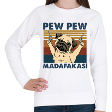 PRINTFASHION Pew Pew Madafakas mopsz - Női pulóver - Fehér női pulóver, kardigán