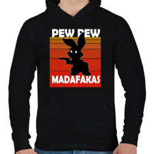 PRINTFASHION Pew pew madafakas nyuszi - Férfi kapucnis pulóver - Fekete női pulóver, kardigán