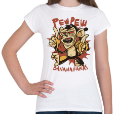 PRINTFASHION Pew pew majom bananafakas - Női póló - Fehér női póló