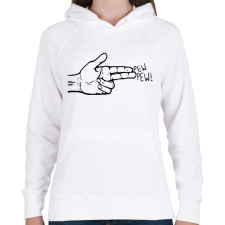 PRINTFASHION Pew Pew - Női kapucnis pulóver - Fehér női pulóver, kardigán