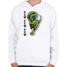 PRINTFASHION Pew pew pew - dinoszaurusz - Gyerek kapucnis pulóver - Fehér gyerek pulóver, kardigán