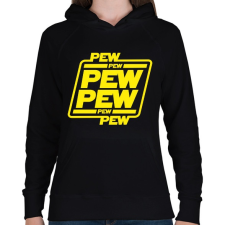 PRINTFASHION Pew pew pew - Női kapucnis pulóver - Fekete női pulóver, kardigán