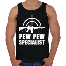 PRINTFASHION Pew pew speciaist - Férfi atléta - Fekete