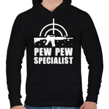 PRINTFASHION Pew pew speciaist - Férfi kapucnis pulóver - Fekete férfi pulóver, kardigán