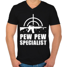 PRINTFASHION Pew pew speciaist - Férfi V-nyakú póló - Fekete