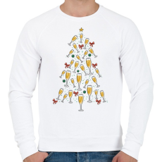 PRINTFASHION Pezsgő karácsonyfa - Férfi pulóver - Fehér