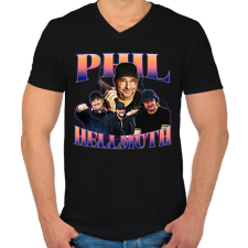 PRINTFASHION Phil Hellmuth - póker - Férfi V-nyakú póló - Fekete férfi póló