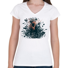 PRINTFASHION photographer-desintegrated2 - Női V-nyakú póló - Fehér