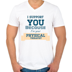 PRINTFASHION PHYSICAL THERAPIST - Férfi V-nyakú póló - Fehér