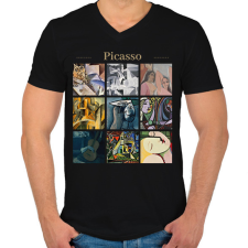 PRINTFASHION Picasso - részletek - Férfi V-nyakú póló - Fekete férfi póló