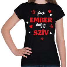PRINTFASHION Pici ember, nagy szív - Női póló - Fekete