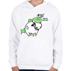 PRINTFASHION Pick up your crap! - Gyerek kapucnis pulóver - Fehér