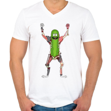 PRINTFASHION Pickle Rick Rat Suit - Férfi V-nyakú póló - Fehér férfi póló