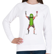 PRINTFASHION Pickle Rick Rat Suit - Női pulóver - Fehér