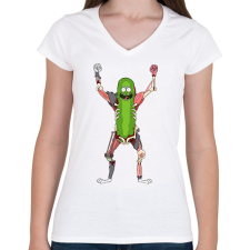PRINTFASHION Pickle Rick Rat Suit - Női V-nyakú póló - Fehér női póló