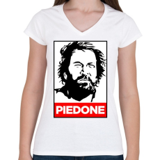 PRINTFASHION piedone - Női V-nyakú póló - Fehér