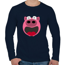 PRINTFASHION Pig - Férfi hosszú ujjú póló - Sötétkék