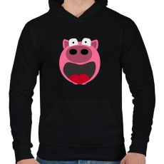 PRINTFASHION Pig - Férfi kapucnis pulóver - Fekete