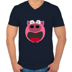 PRINTFASHION Pig - Férfi V-nyakú póló - Sötétkék