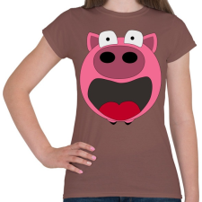 PRINTFASHION Pig - Női póló - Mogyoróbarna női póló