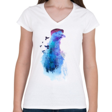 PRINTFASHION Pigeon of London - Női V-nyakú póló - Fehér női póló