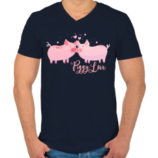 PRINTFASHION piggy_love - Férfi V-nyakú póló - Sötétkék