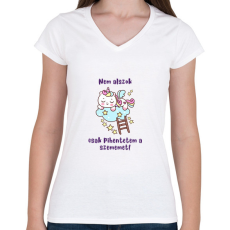 PRINTFASHION Pihentetem a szemem unikornis - Női V-nyakú póló - Fehér