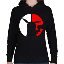 PRINTFASHION Pikachu logó - Női kapucnis pulóver - Fekete női pulóver, kardigán