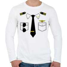 PRINTFASHION pilóta egyenruha - Férfi hosszú ujjú póló - Fehér férfi póló