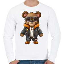 PRINTFASHION Pilóta maci - Férfi pulóver - Fehér férfi pulóver, kardigán