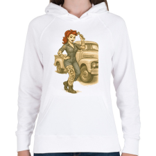 PRINTFASHION Pin up - Női kapucnis pulóver - Fehér női pulóver, kardigán