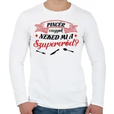 PRINTFASHION Pincér vagyok - Férfi hosszú ujjú póló - Fehér férfi póló