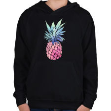 PRINTFASHION Pineapple - Gyerek kapucnis pulóver - Fekete gyerek pulóver, kardigán